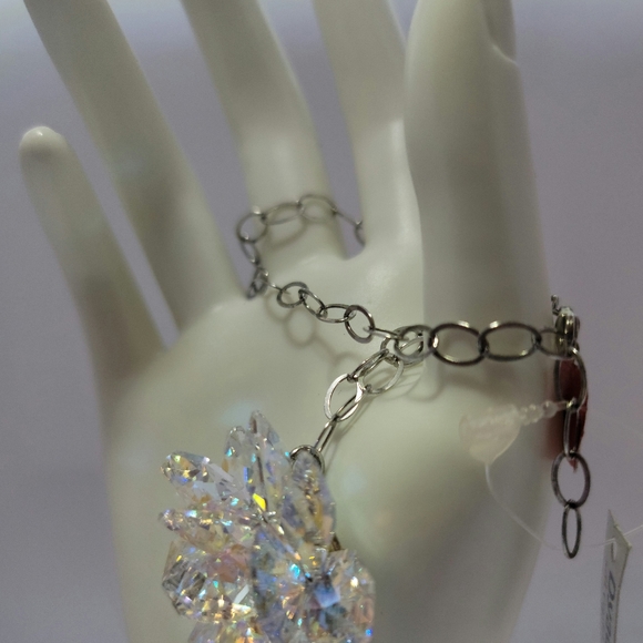 ITALIAN HANDCRAFTED CRYSTAL NECKLACE ON STERLING SILVER CHAIN - Picture 13 of 14